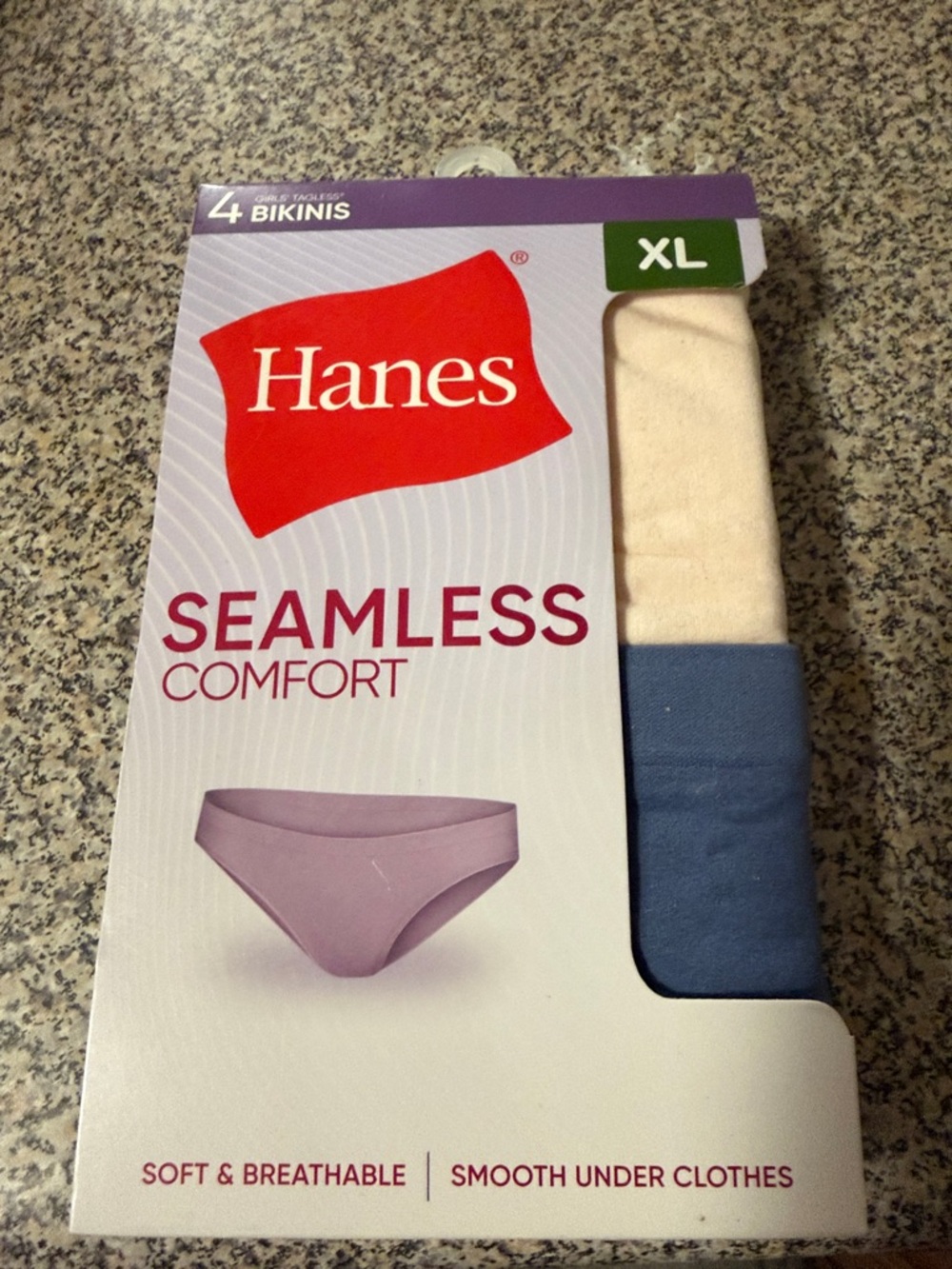 Hanes Girls Tagless  Seamless Comfort Bikini Briefs Set of 4 (XL) NEW